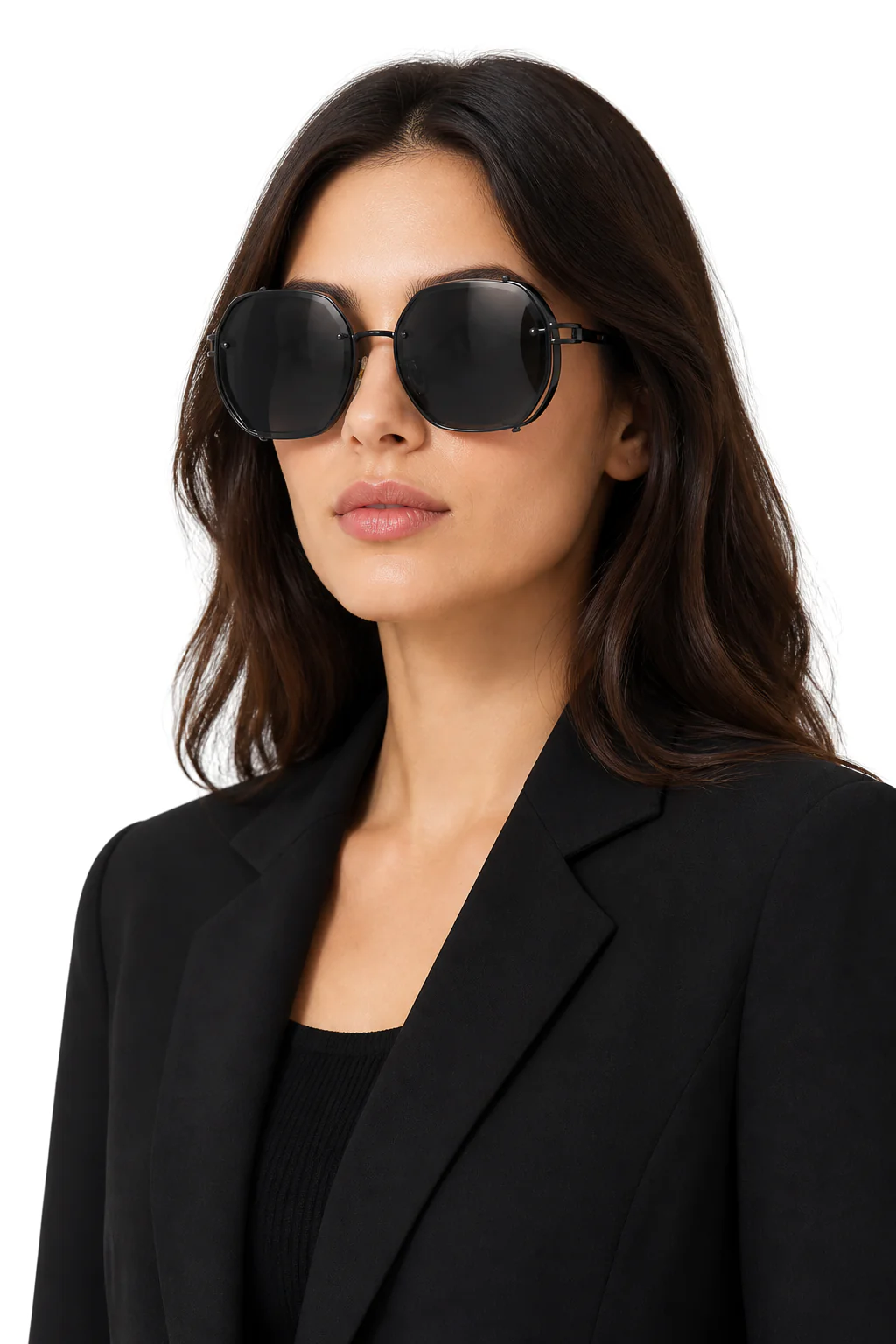 Saoirse | Women Oversized Geometric Sunglasses with Gold Frame and Amber Lens - Image 4