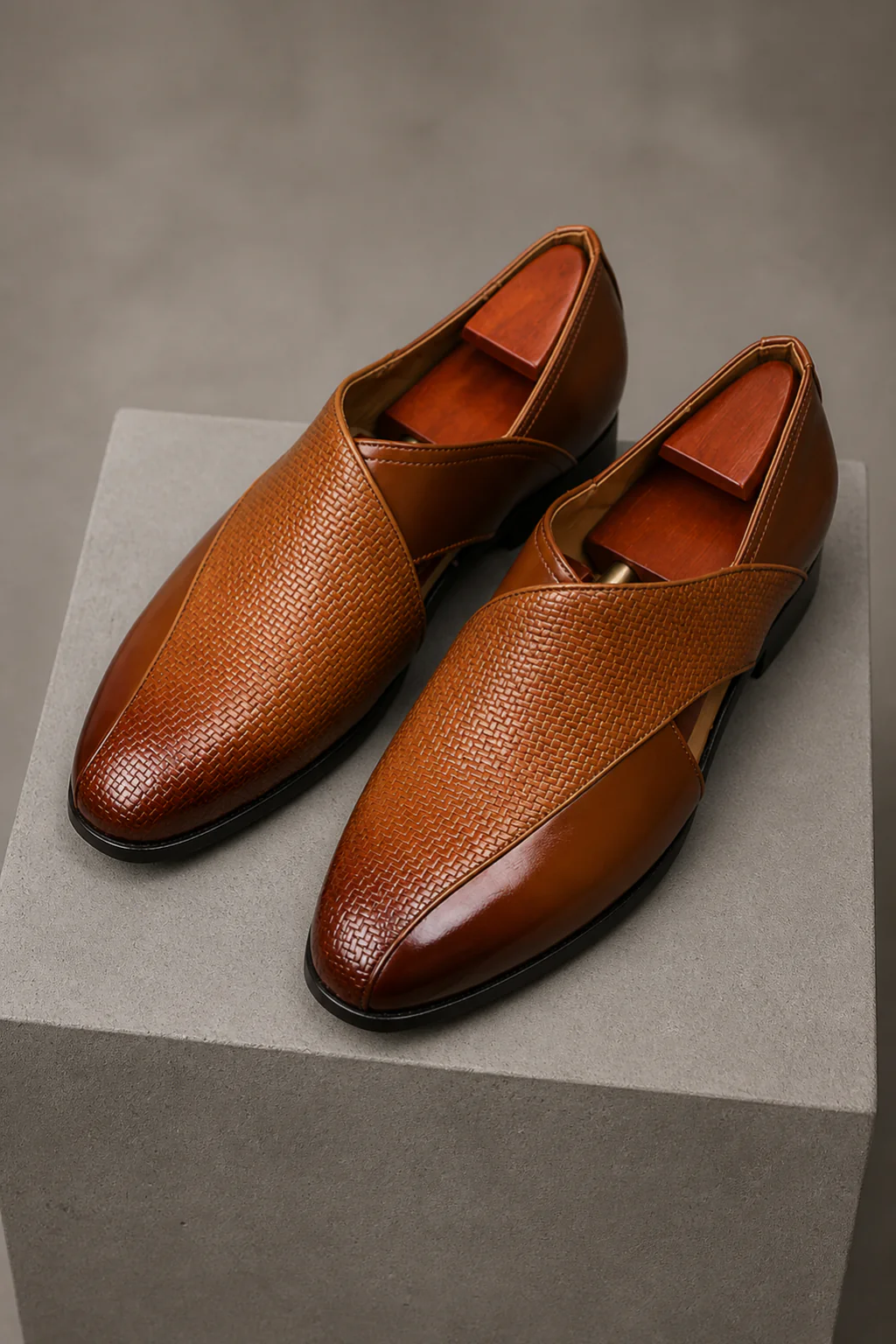 Sebastian | Men Leather Slip On Fisherman Sandals with Cross Strap Detail - Image 3