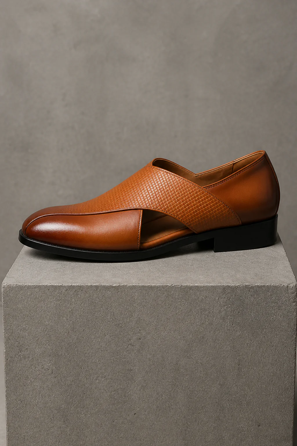 Sebastian | Men Leather Slip On Fisherman Sandals with Cross Strap Detail - Image 4