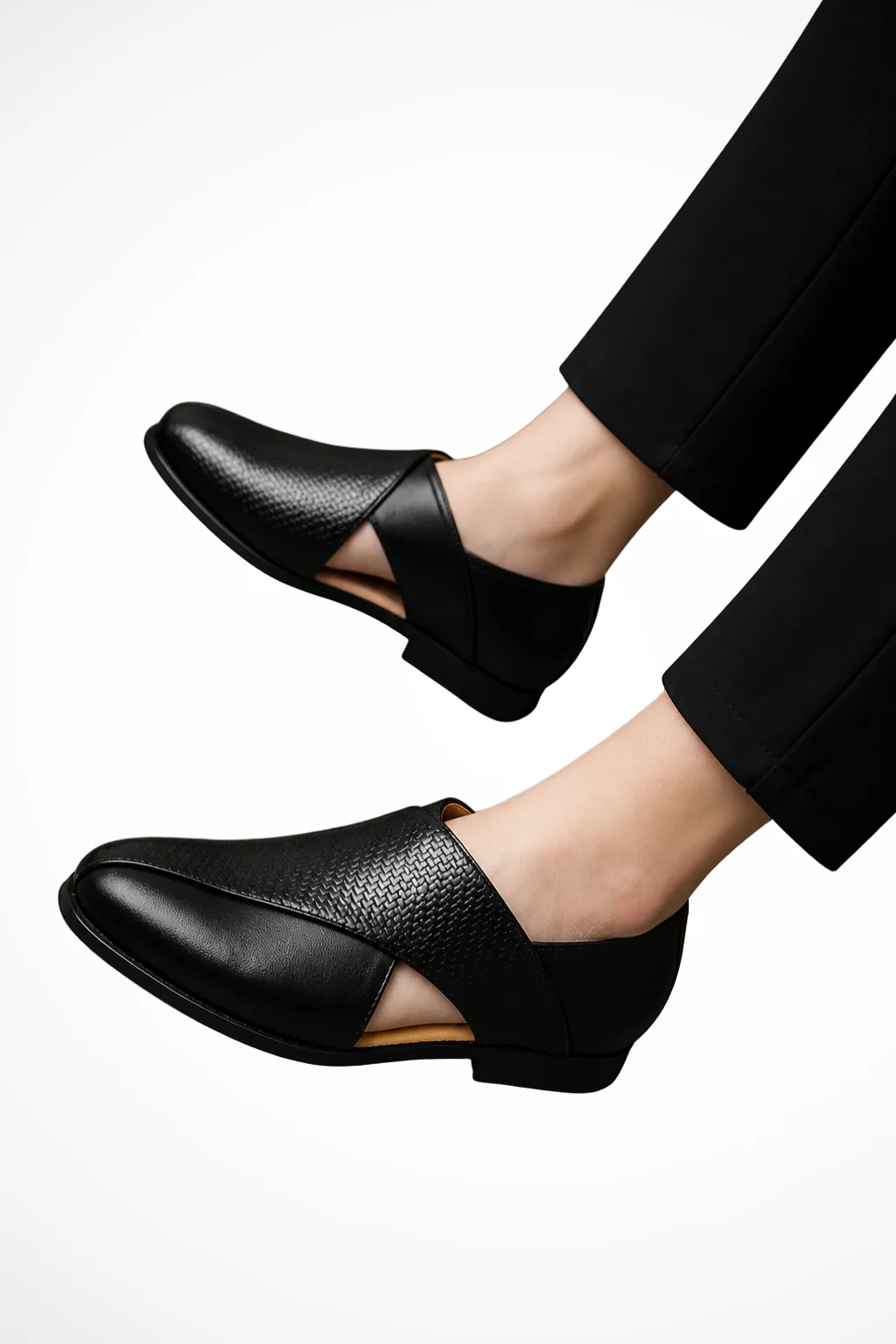 Sebastian | Men Leather Slip On Fisherman Sandals with Cross Strap Detail - Image 5