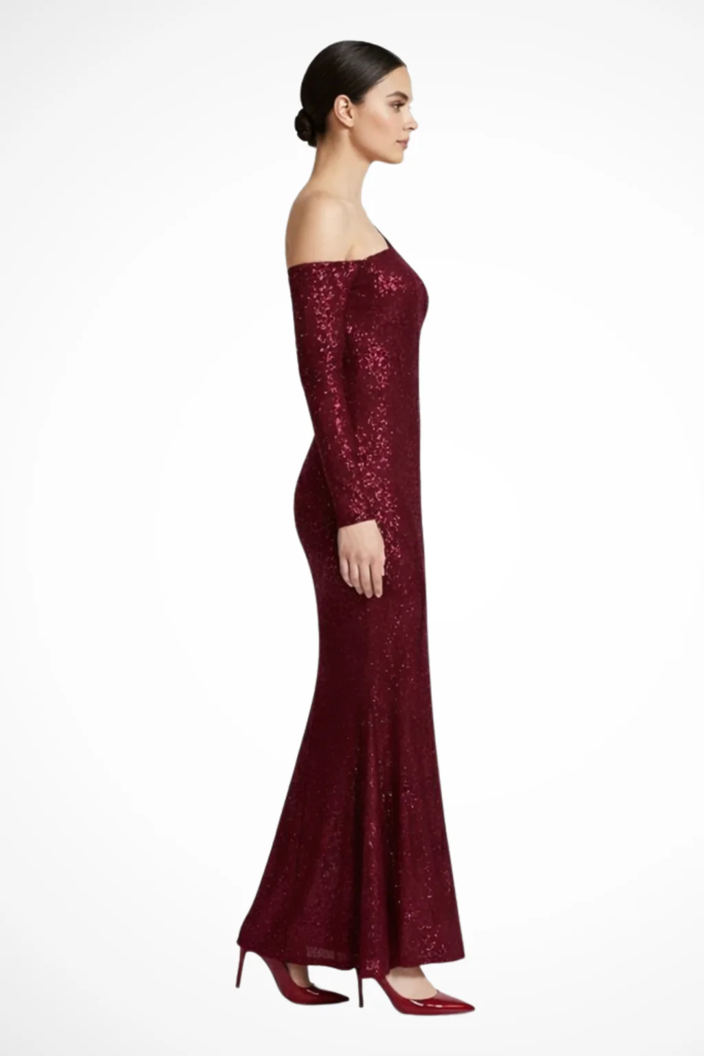 Serena | Women Blue Sequin One Shoulder Long Sleeve Wedding Guest Maxi Dress - Image 3