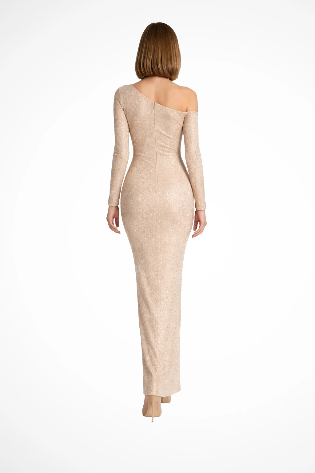 Serena | Women Blue Sequin One Shoulder Long Sleeve Wedding Guest Maxi Dress - Image 9