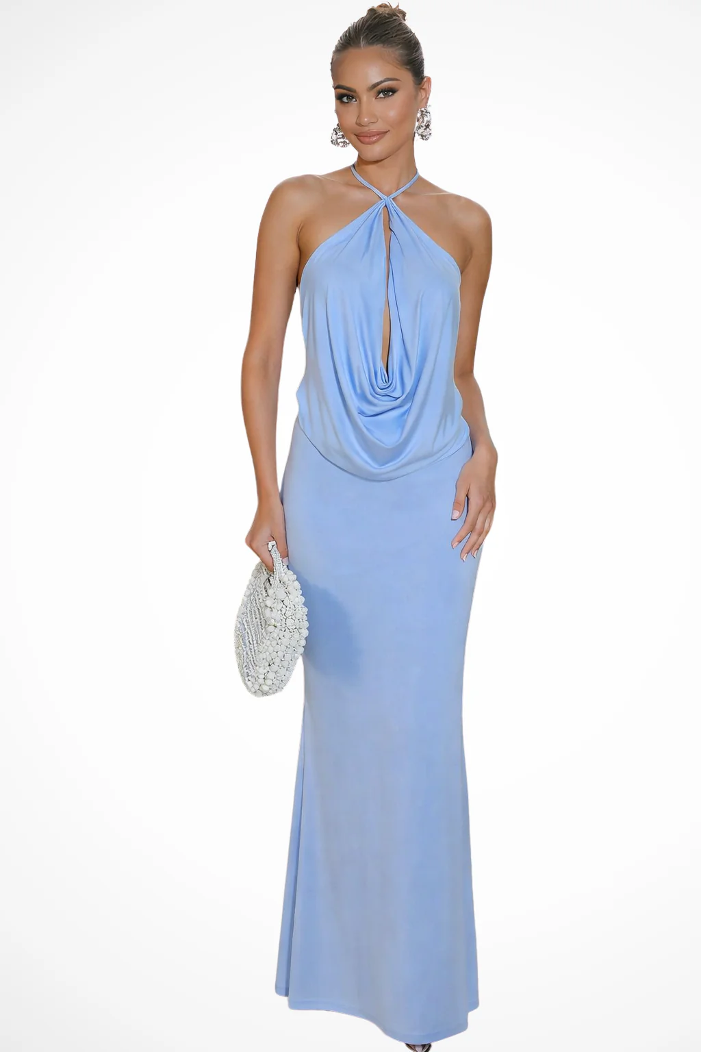 Serena | Women Halter Neck Backless Draped Summer Maxi Dress - Image 10