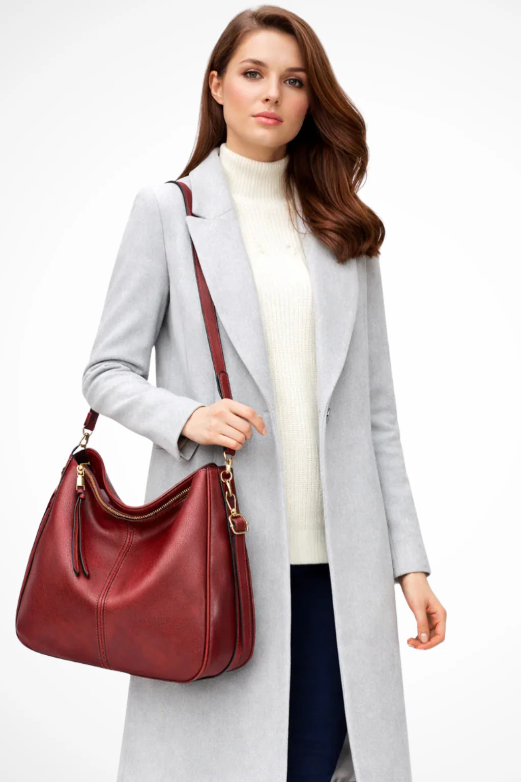 Sloane | Women Oversized Zip Detail Hobo Shoulder Bag - Image 5