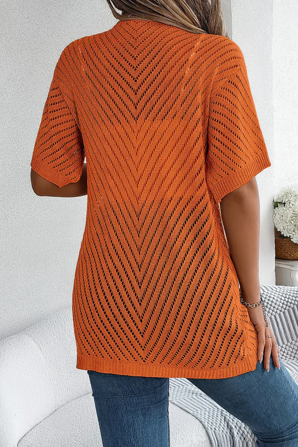 Sophia | Women Open Knit Short Sleeve Open Front Summer Cardigan - Image 4