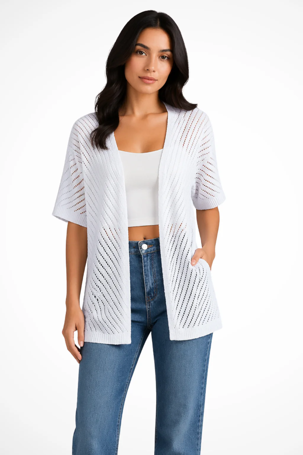 Sophia | Women Open Knit Short Sleeve Open Front Summer Cardigan - Image 5