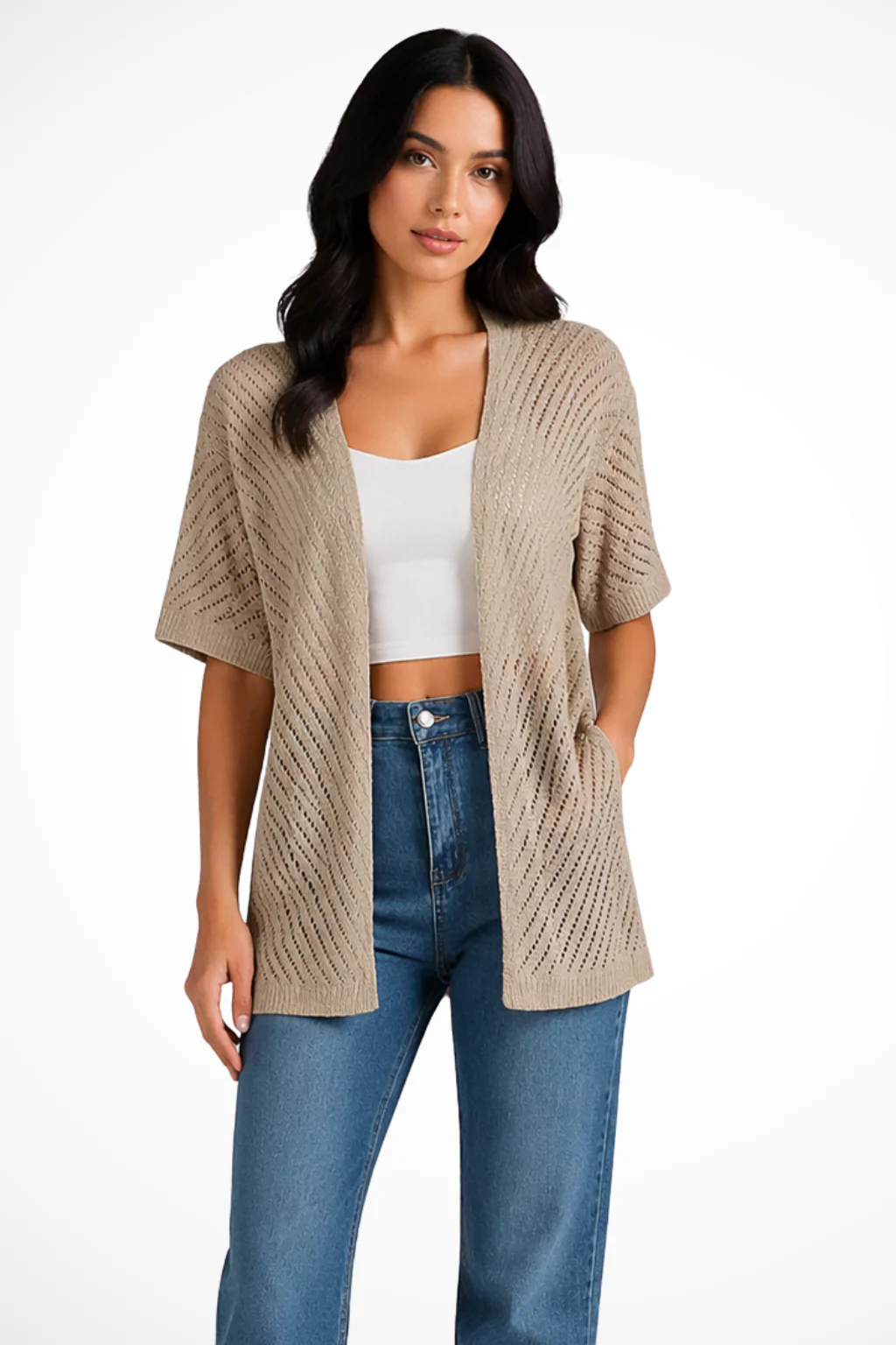 Sophia | Women Open Knit Short Sleeve Open Front Summer Cardigan - Image 7