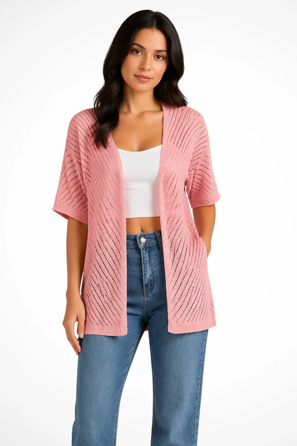 Sophia | Women Open Knit Short Sleeve Open Front Summer Cardigan - Image 9