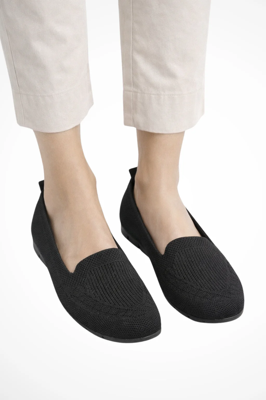 Sybilla | Women Round Toe Knit Slip On Ballet Flats - Image 4