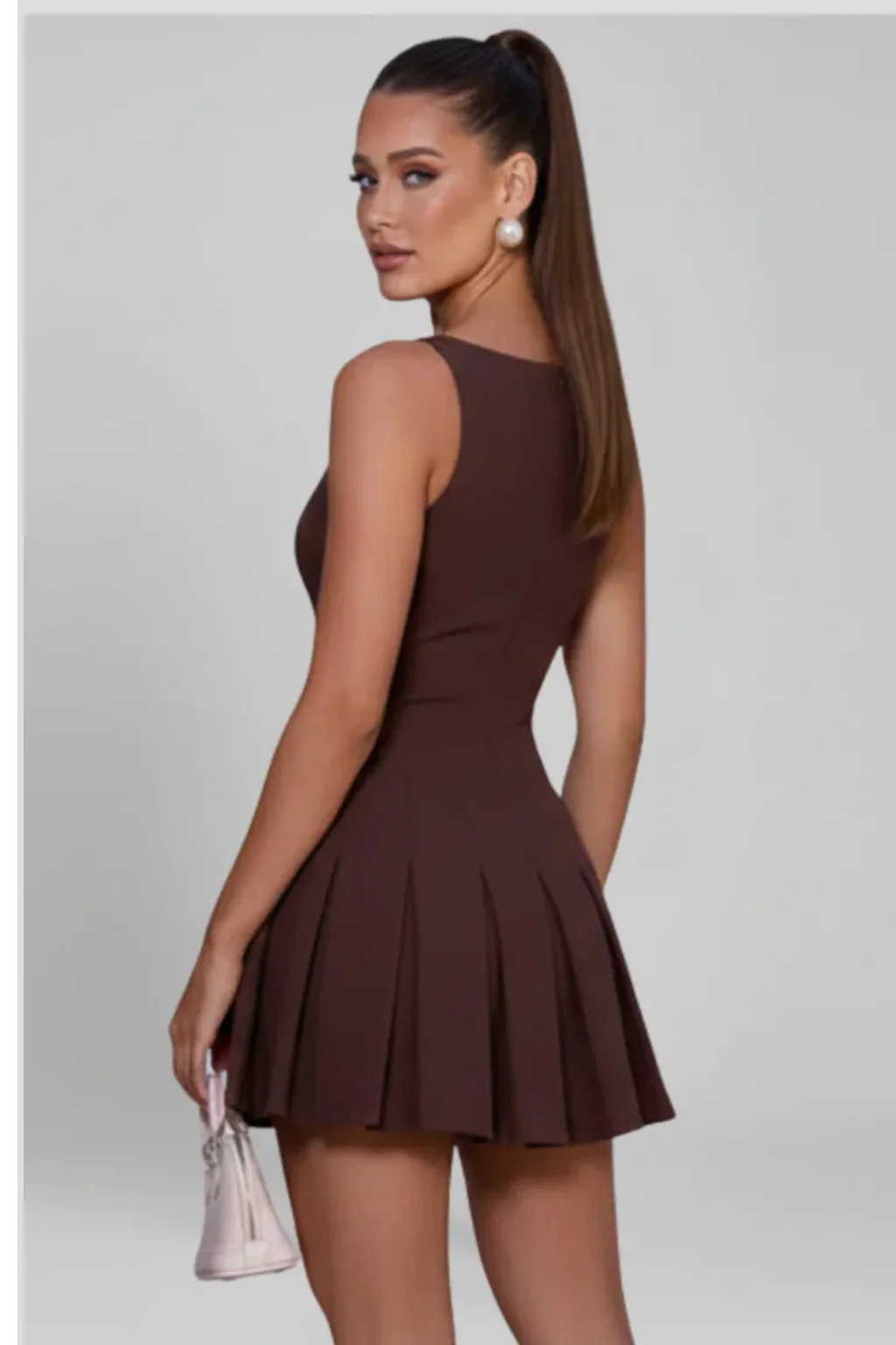 Tabitha | Women Pleated Sleeveless Boat Neck Graduation Mini Dress - Image 6