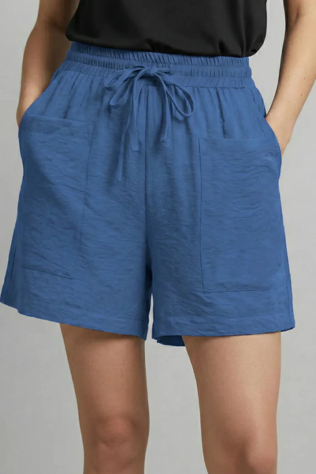 Tessa | Women Textured Drawstring Waist Casual Shorts with Pockets - Image 10