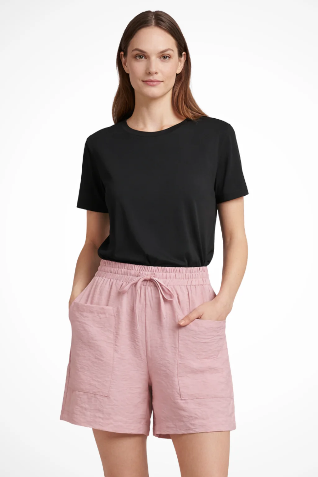 Tessa | Women Textured Drawstring Waist Casual Shorts with Pockets - Image 11