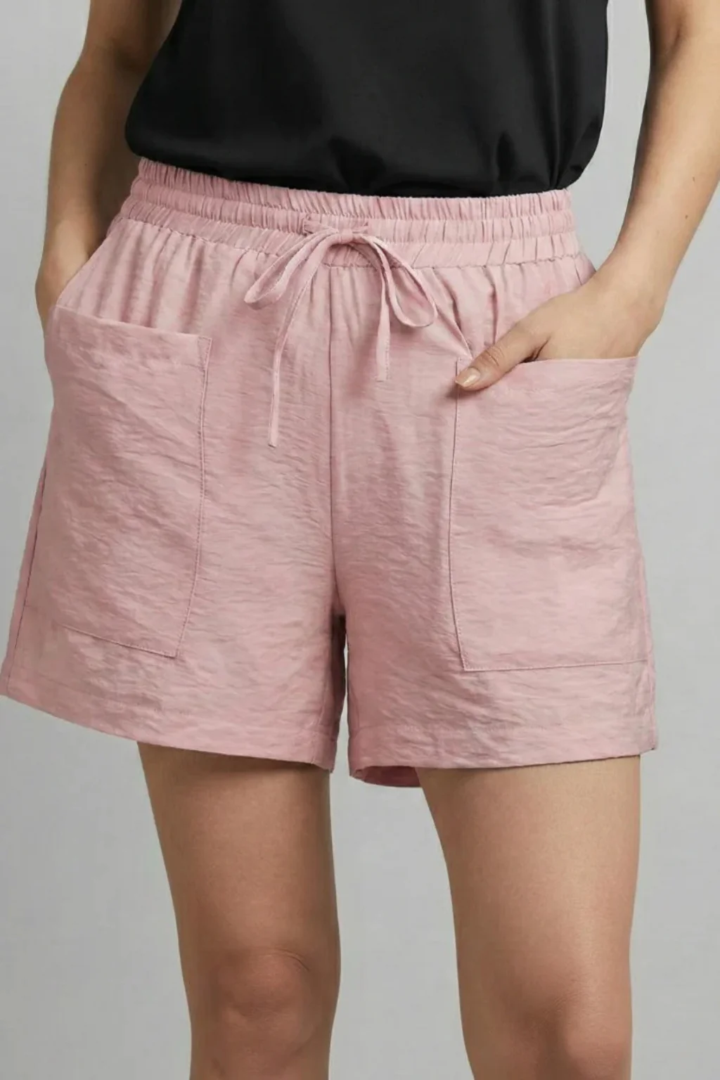 Tessa | Women Textured Drawstring Waist Casual Shorts with Pockets - Image 12