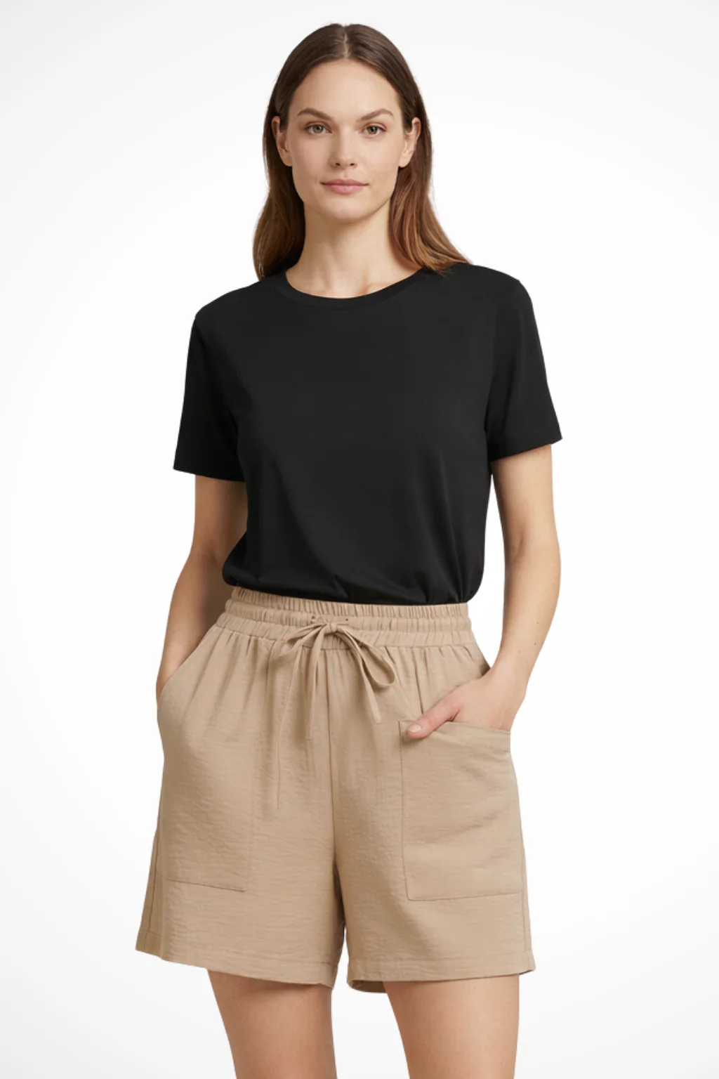 Tessa | Women Textured Drawstring Waist Casual Shorts with Pockets - Image 14
