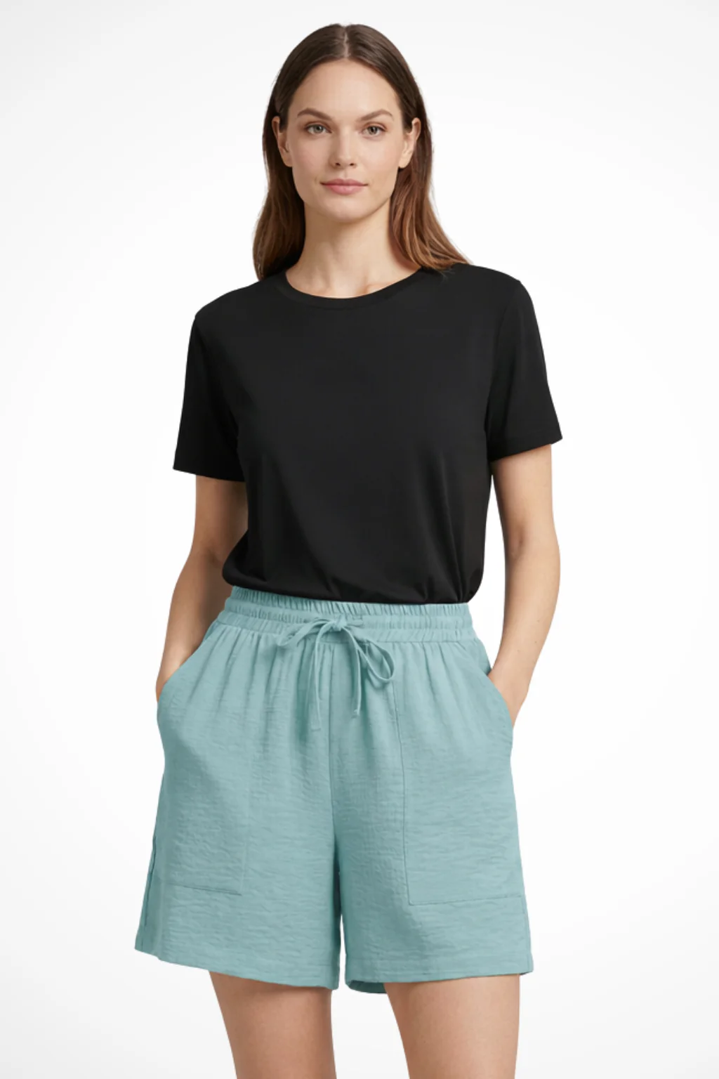 Tessa | Women Textured Drawstring Waist Casual Shorts with Pockets - Image 15