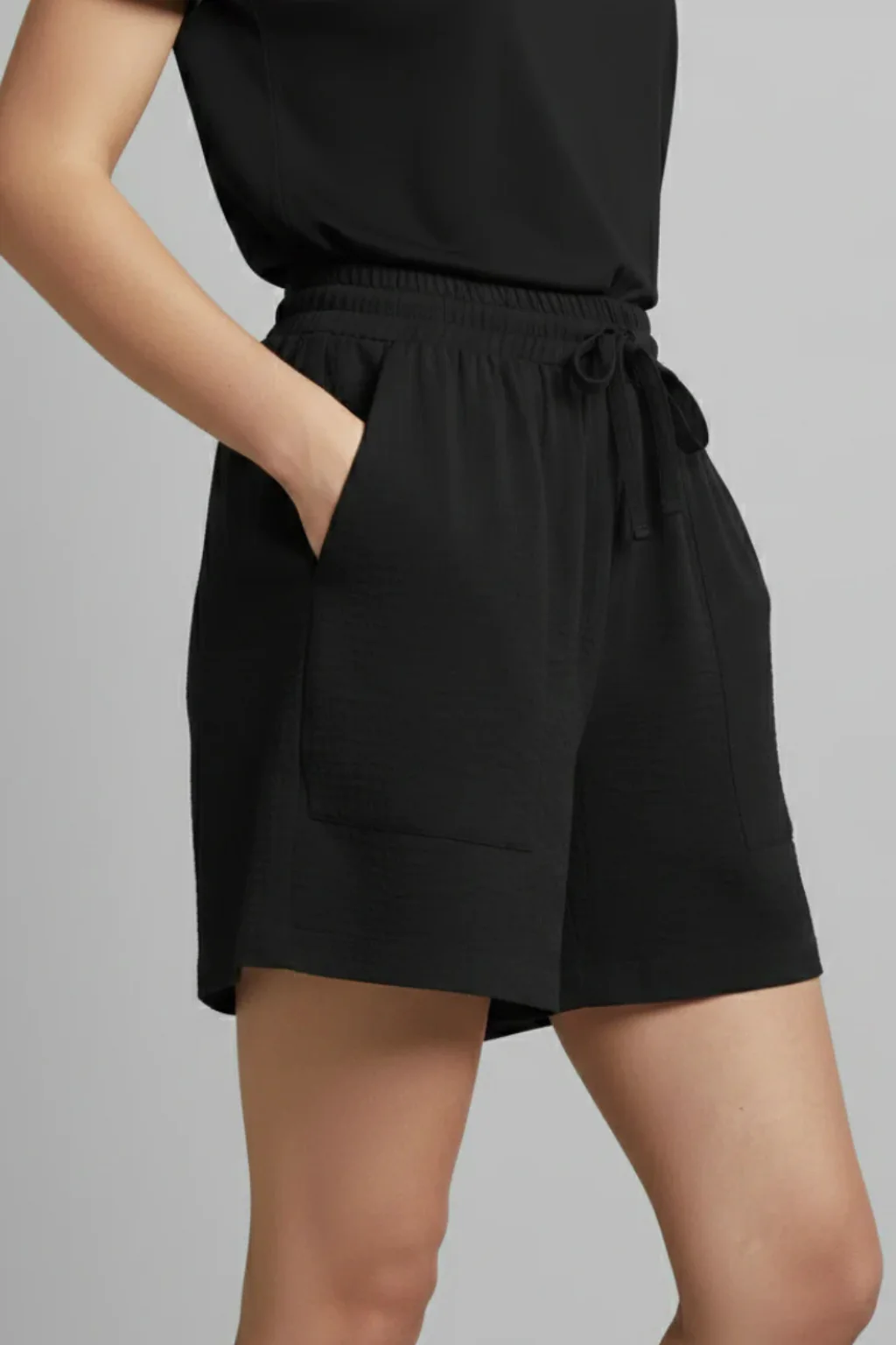 Tessa | Women Textured Drawstring Waist Casual Shorts with Pockets - Image 6