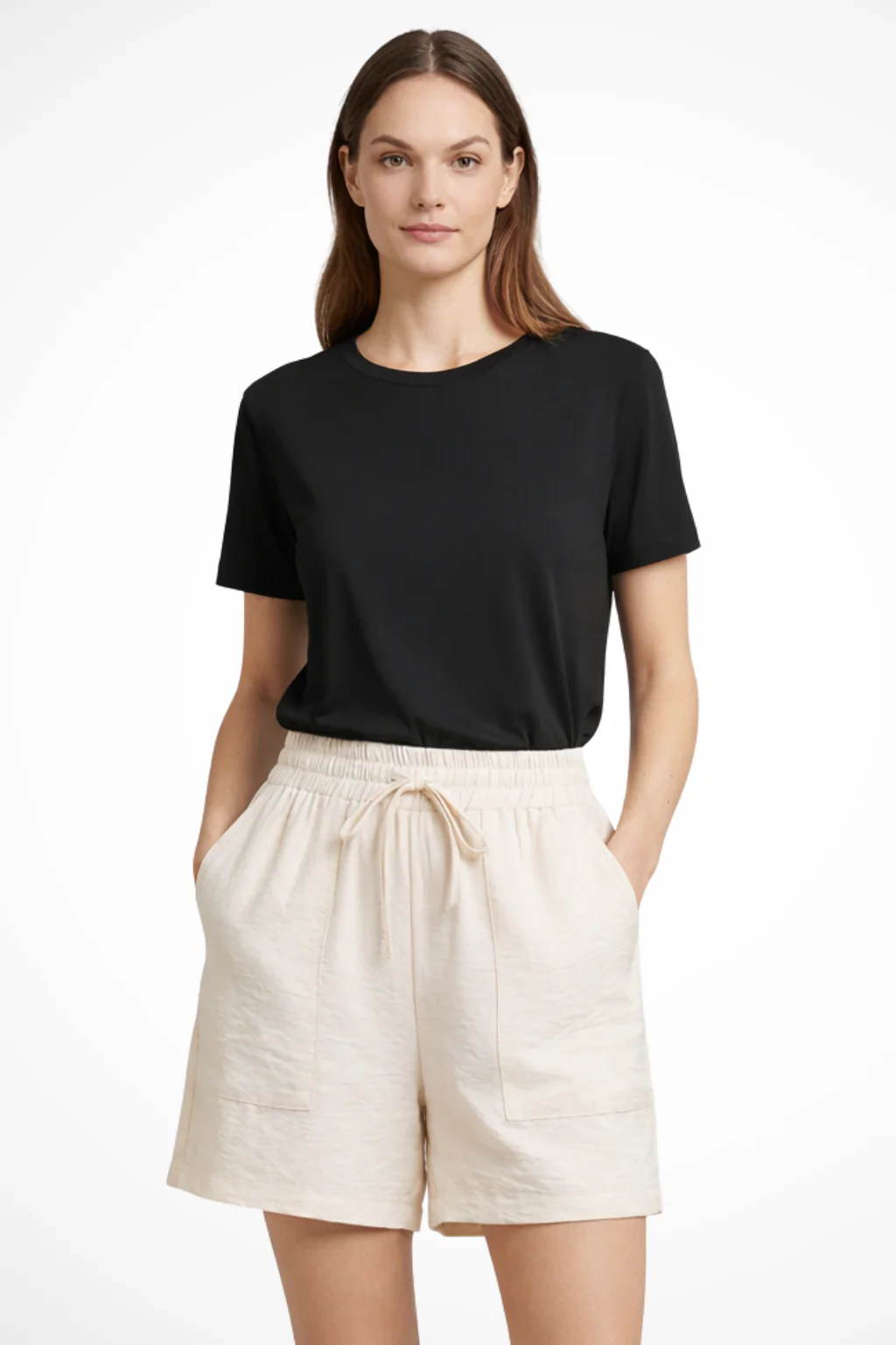 Tessa | Women Textured Drawstring Waist Casual Shorts with Pockets - Image 7