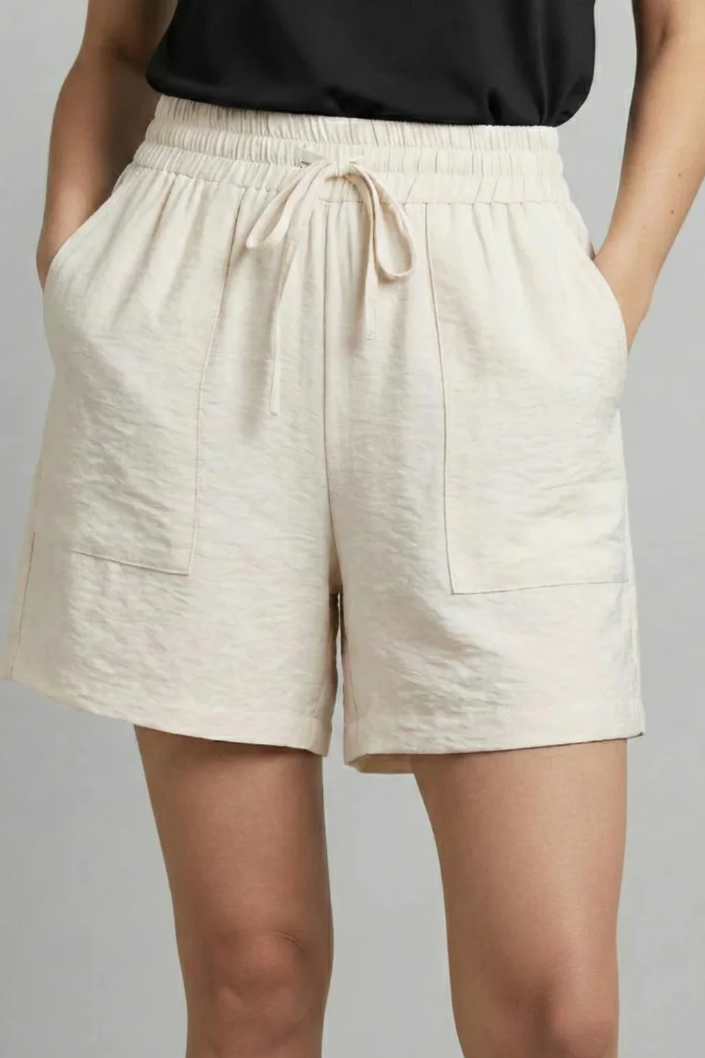 Tessa | Women Textured Drawstring Waist Casual Shorts with Pockets - Image 8