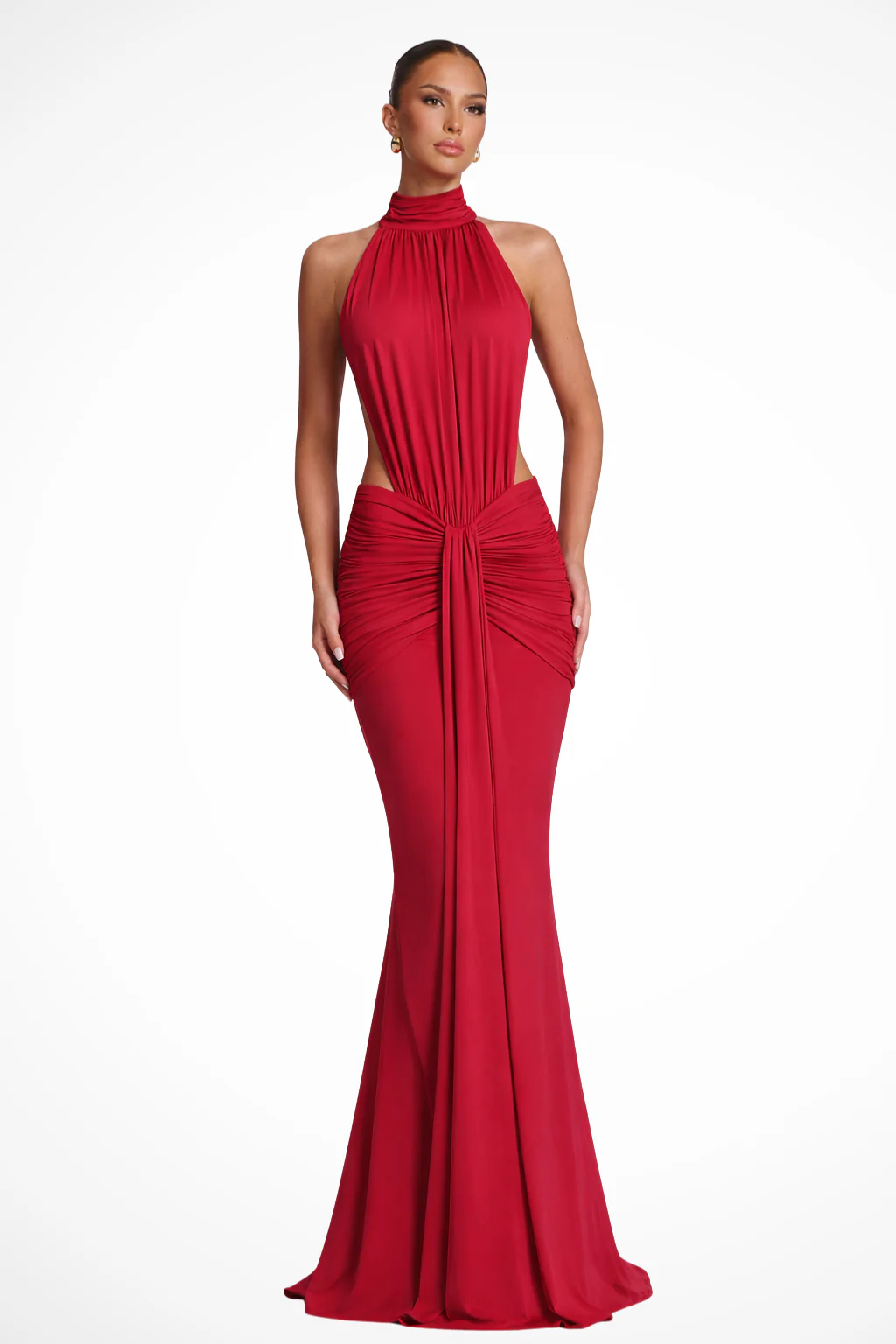 Theodora | Women Halter Neck Backless Ruched Bodycon Weddign Guest Maxi Dress - Image 7