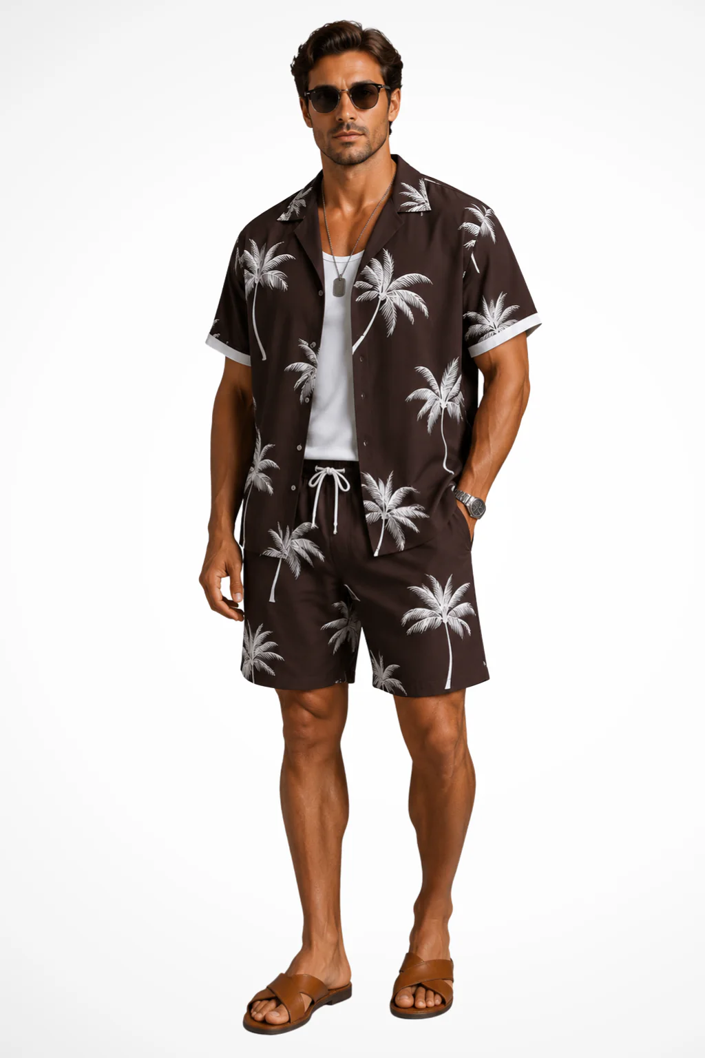 Theodore | Men Camp Collar Tropical Print Shirt and Shorts Set - Image 5