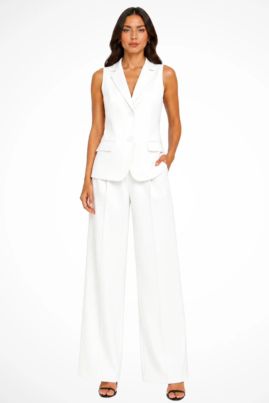 Verity | Women Halter Neck Tailored Waistcoat and Wide Leg Trousers Suit Set - Image 3