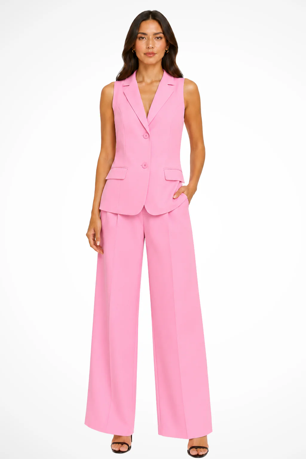 Verity | Women Halter Neck Tailored Waistcoat and Wide Leg Trousers Suit Set - Image 4