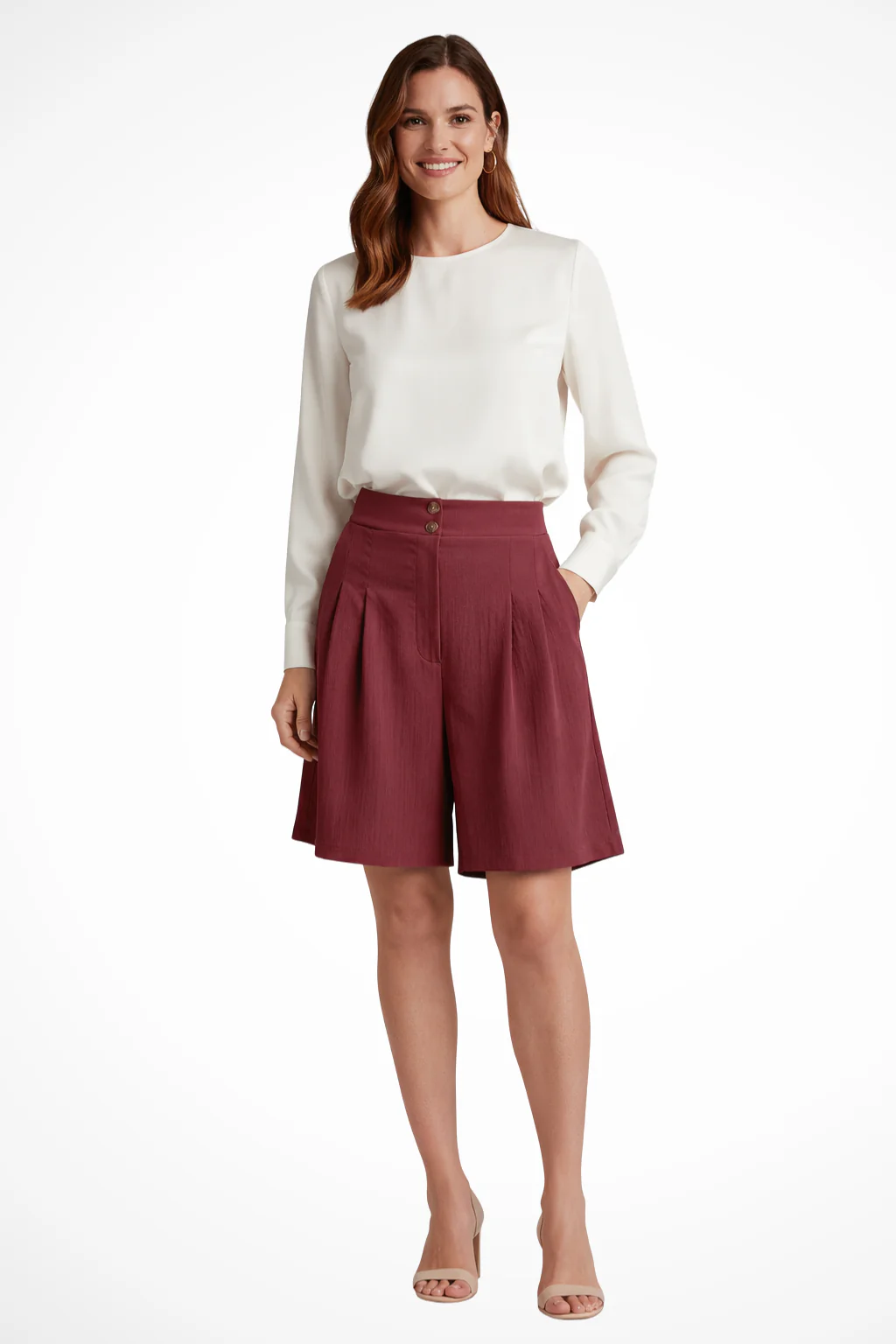 Verity | Women High Waist Pleated Tailored Bermuda Shorts - Image 15