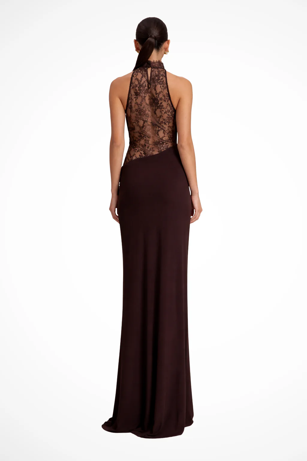 Vesper | Women Halter Neck Lace Panel Sleeveless Wedding Guest Maxi Dress - Image 2