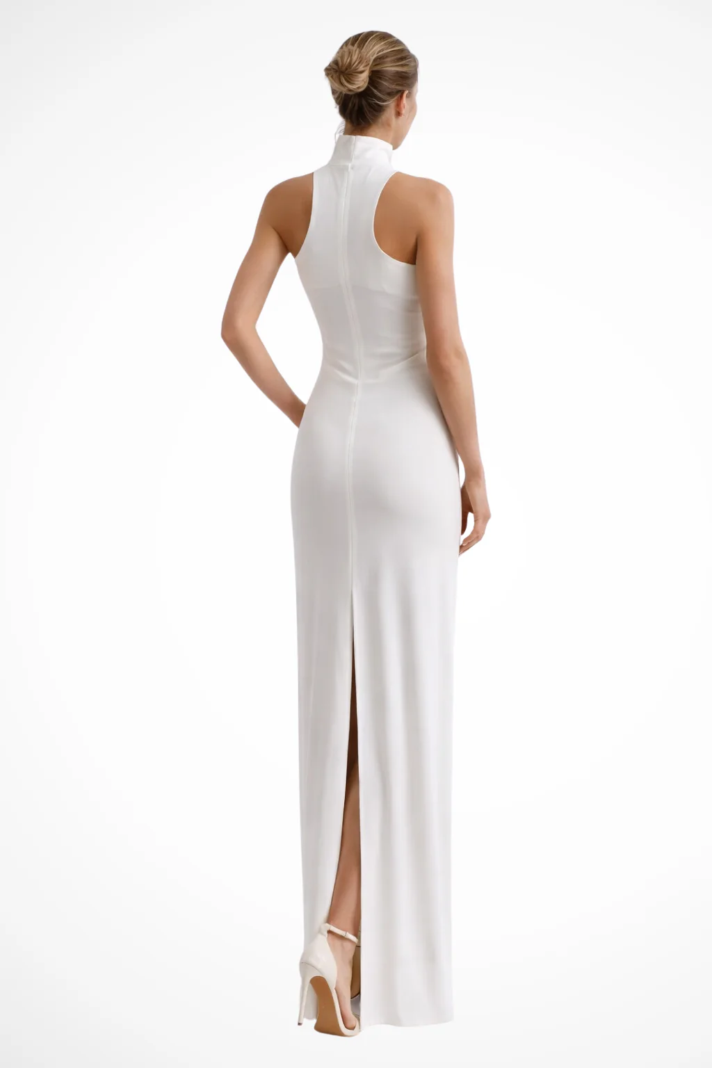Vivienne | Women Halter Neck Gold Ring Detail Fitted Maxi Dress - Image 4