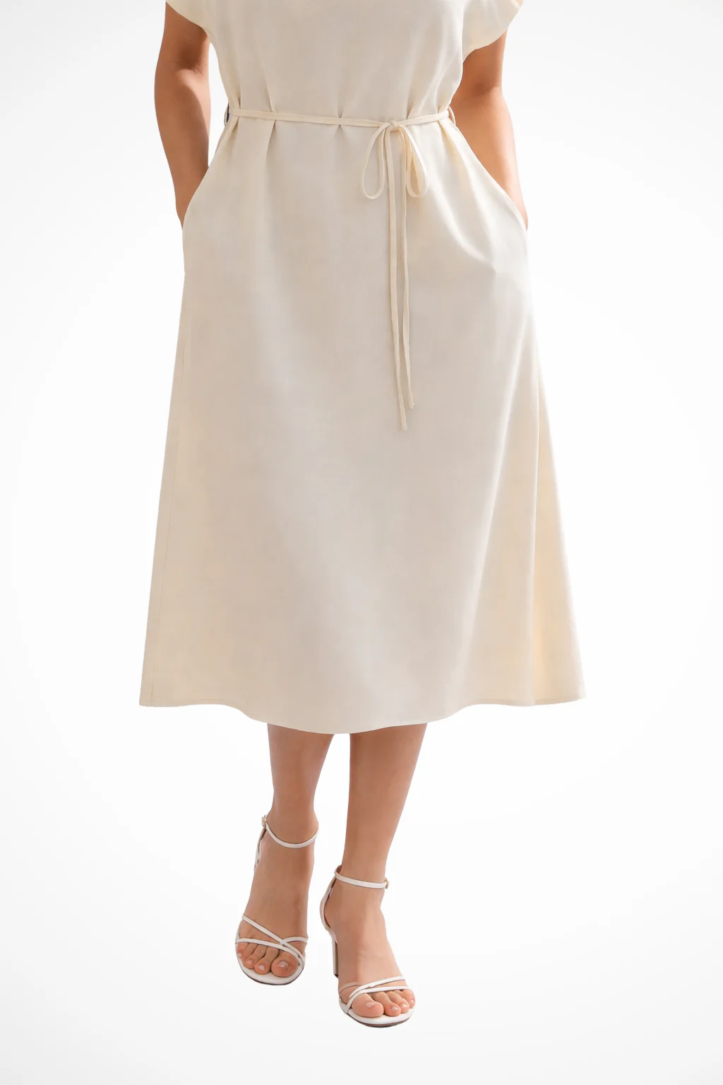 Waverly | Women Batwing Sleeve Tie Waist Wedding Guest Midi Dress - Image 5