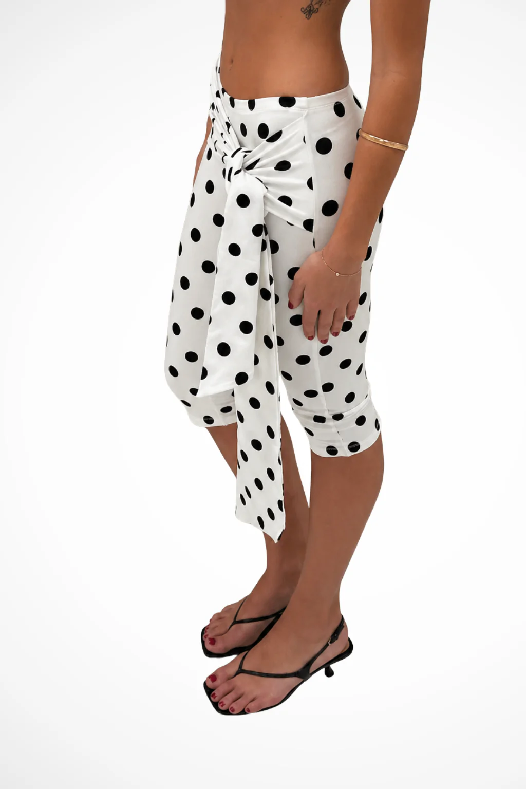 Winifred | Women Polka Dot Cropped Trousers with Tie Waist - Image 6