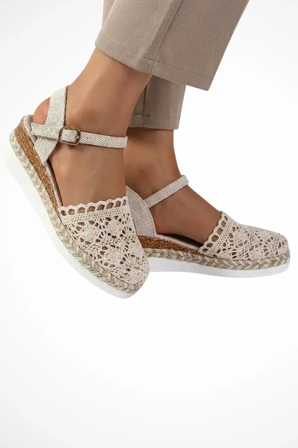 Wren | Women Orthopedic Crochet Ankle Strap Espadrille Wedges