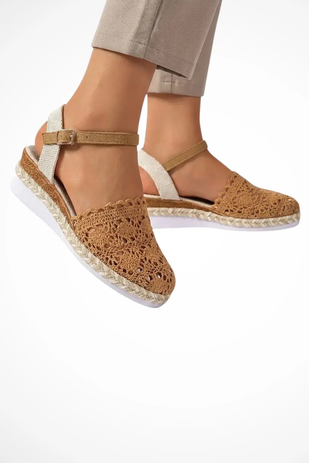 Wren | Women Orthopedic Crochet Ankle Strap Espadrille Wedges - Image 3